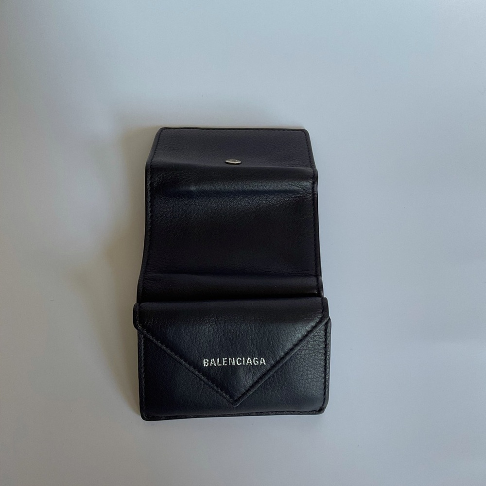 Balenciaga Mini Wallet Tri-fold Black Authentic Italy Leather - Picture 9 of 12
